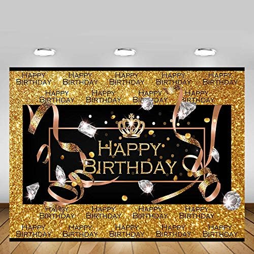 MEHOFOTO Glitter Gold Diamond Photo Studio Booth pozadina korak ponovite odrasle Sretan rođendan srebrne krune Party Dekoracije Banner