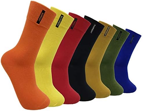 HaloYIYI 7 paketa muških šarenih prozračnih čvrstih čarapa za odjeću 7 dana u sedmici