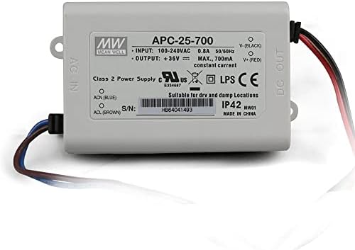 MW plastično kućište sa srednjom bušotinom APC-25W-1050/350/500 / 700mA ne-PFC odlazna konstantna VoltageLead Wire Type-C. V IP95