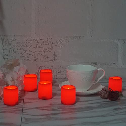 6 pakovanja Flameless Red Tealights sa dugotrajnim baterijskim LED Zavjetnim svijećama koje trepere električni lažni Set za vjenčanje,