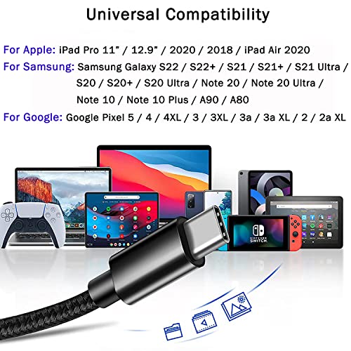 fogkay USB C na USB C kabl, [2-Pakovanje, 10ft+6ft] najlonski Pleteni tip C do Tip C kabl, C kabl za punjenje kabl za brzo punjenje