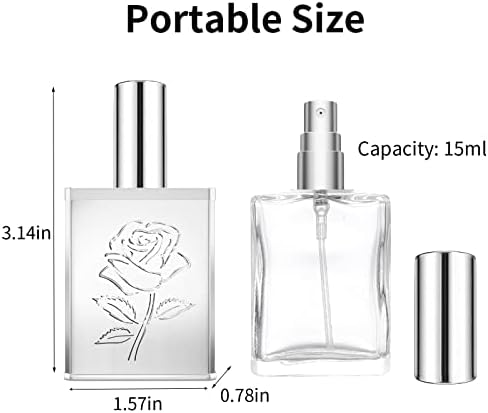 MUB 15ml putne parfemske bočice za punjenje, prozirno staklo bočice za parfeme u spreju prazne sa školjkom od nerđajućeg čelika, bočica