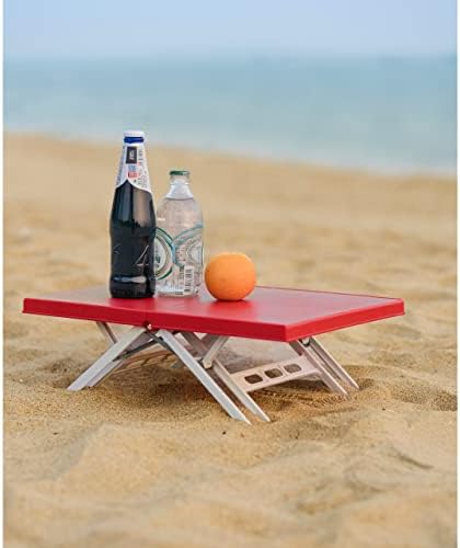 Maarch mali sklopivi stol, prijenosni stol za plažu, stol za Poslužavnike, sklopivi niski stol za kampiranje za sjedenje na podu, crveni