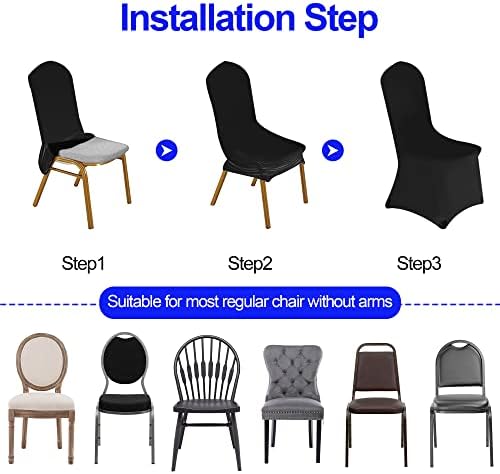 Emart stretch stolica Cover 100pcs Crna spandex periva stolica Slipcovers za dekoracije za zabave, trpezariju, banket, vjenčanje