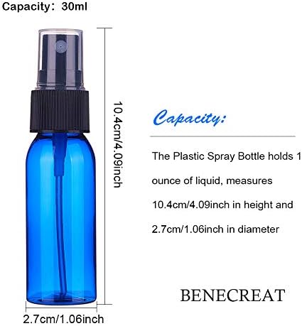 BENECREAT 24 Pakovanje 1 unca plava plastična bočica sa raspršivačem Fine magle kapice za raspršivanje za DIY čišćenje doma, aromaterapija