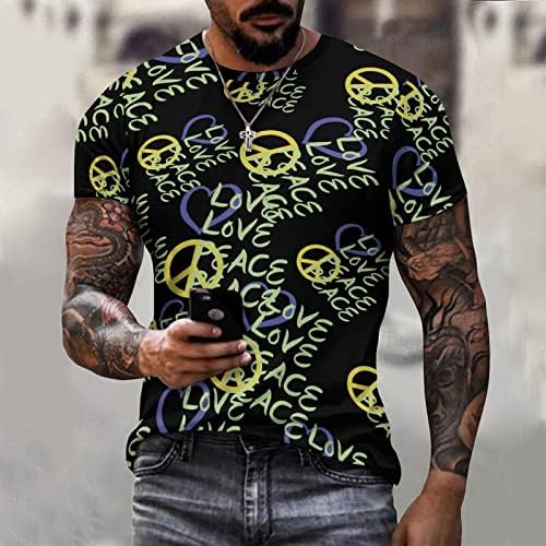 Love Peace Ukrajina Boje Muška Casual Pamuk T-Shirt Kratki Rukav Posada Vrat Stilski Tees Slim Fit Pulover Vrhova