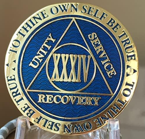 34 godine AA medaljon Reflex plavo zlato trezvenost čip XXXIV