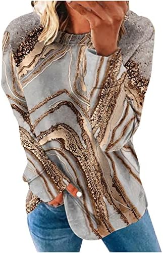 Pimoxv ženska slatka crewneck dukserica modna teksturi ispis padajući tunic vrhovi dugih rukava s dugim rukavima retro labava majica