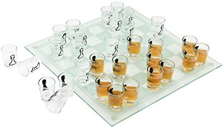 True Shot Glass Chahovska igra, šahovska ploča sa šahovskim pucanjem, čistom staklom i smrznutom staklom, šahovska igra za piće