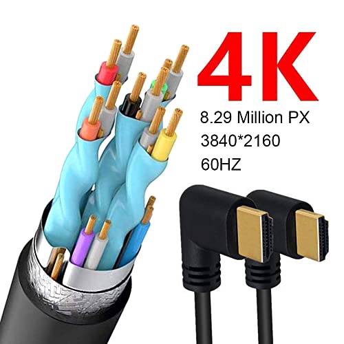 Kework 1,5ft HDMI 4K adapter kabel, 90 stupnjeva lijevi ugao HDMI do 90 stupnjeva desni kut HDMI muški kabel, HDMI 2.0 Verzija Ultra HD High Speed ​​Shield Cord, 4k @ 60Hz
