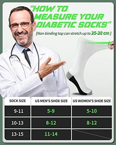 Lin Dijabetičke čarape za muškarce i žene | Ekstra široko nevezivanje, (12 paketa, bijelo, 10-13)