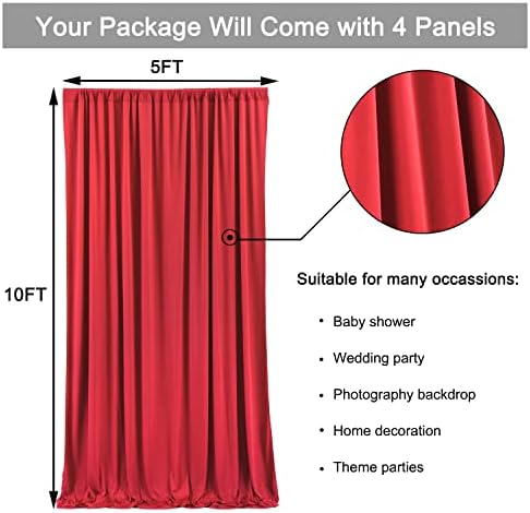 10 ft x 20 ft Crvene pozadinske zavjese bez bora, zavjese za pozadinu od poliestera za fotografije, potrepštine za uređenje doma za