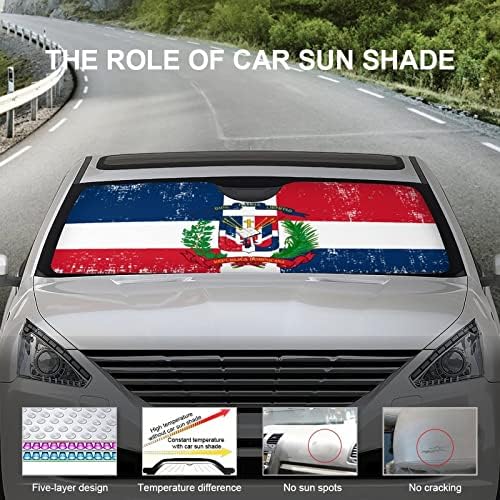 Dominikanska republika zastava Windshield Sunshade Sklopivi reflektivni štitnik za sunce Automatski prozor UV reflektor 55 x30