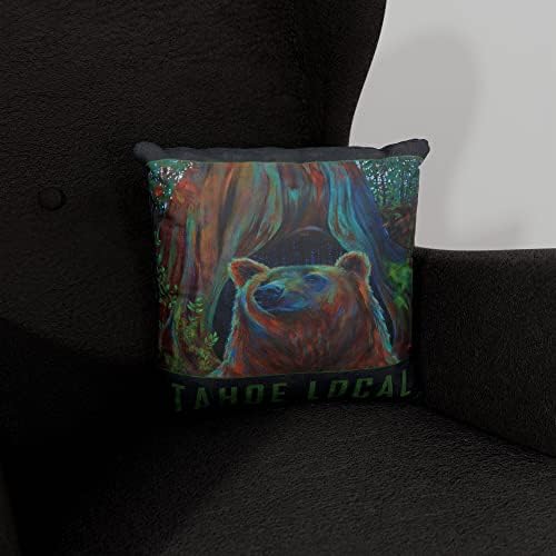 Tahoe lokalne Lone mrkog medvjeda platnu baciti jastuk za kauč ili kauč kod kuće & ured iz ulja slika umjetnika Kari Lehr 18 x 18.