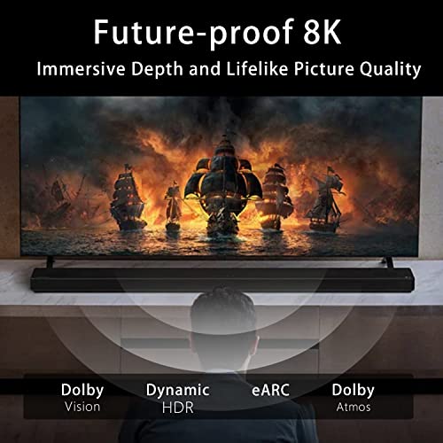 Jeavdarn Ultra High Speed ​​8K HDMI 2.1 Kabl 6FT, 48Gbps HDMI pletenica Cord-4K @ 120Hz 144Hz 8K @ 60Hz, EARC, HDCP 2.2 i 2.3, HDR