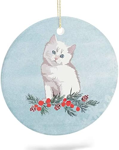 2021 Božić Ornament keramički dvostrani štampani okrugli ukrasi za Božić smiješne ideje za uspomenu za kućne ljubimce poklon božićna