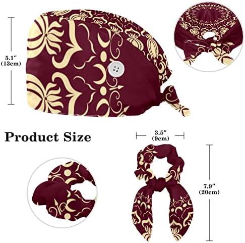 Hirurški kapa za bouffan kape za radnu kapu sa tipkama i luk kosu za žene, duga kosa, arapski stil araskne 4