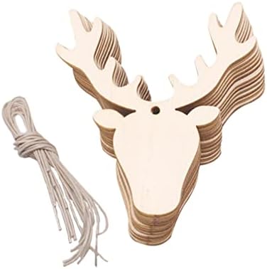 SEWACC 10kom drvena jelenska glava DIY zanati izrezi drveni Irvas glava kriške drveni poklon oznake Božić privjesak viseći ukrasi