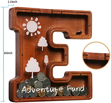 Drvena piggy banaka, 10-inčna velika novčana banaka za djecu, kutija za novac novčića, personalizirani naziv poklon za dječake Djevojke