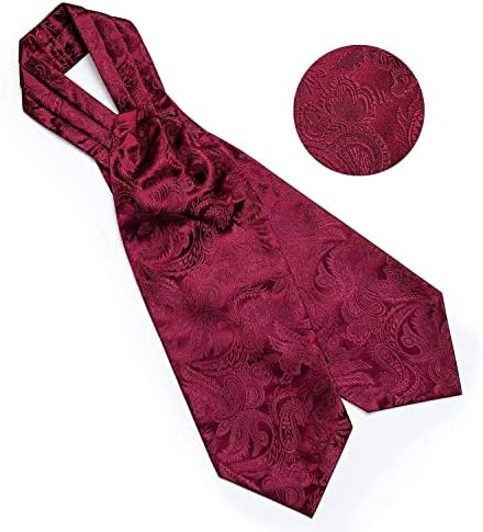DiBanGu Paisley Cravat za muškarce, 4 kom tkane Ascot Tie džepne kvadratne manžete sa setom prstena za kravatu