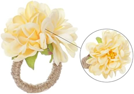 Lukeo 6pcs ručnik sa cvijećem ručnike, prsten sa salvetom, hrizantemum držač za prsten za vjenčanje