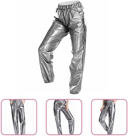 Soimiss Womens Shiny Metallic High Squik rastezljive jogger hlače hip hop pantalone