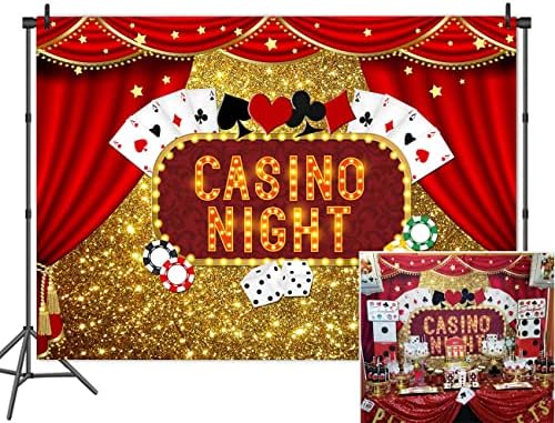 Vinil 8X6FT kazino noć Poker Dice crvene zavjese fotografija pozadina zlato Glitter Bokeh Photo pozadina Rođendanska zabava Banner