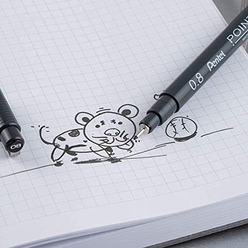 Pentel Arts Pointliner olovka za crtanje, 0,8 mm, crno mastilo, kutija sa 12 olovaka