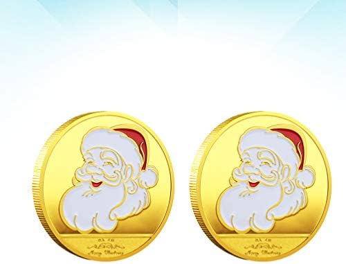 AMOSFUN 2PCS Božićni izazov Kovanice Gold Santa Coins Commemorativni kovanice Kolekcionarska zbirka Arts Božićna zabava Favors Pokloni