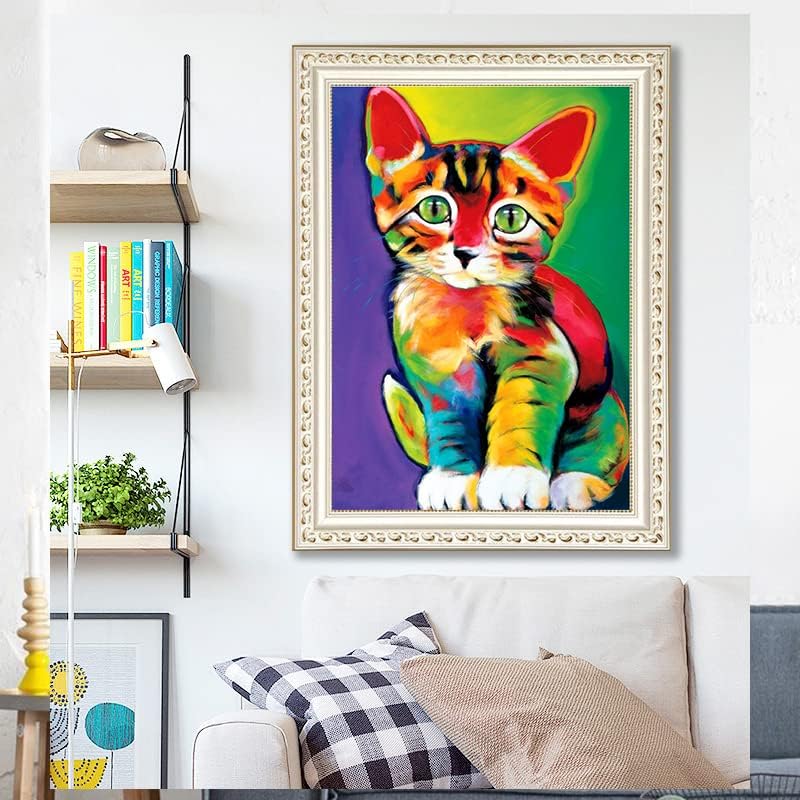 Nivvey Diamond Painting Art Kits Colorful Cat - 5D životinjski dijamantski setovi za obnarenje za odrasle Početnici Starije osobe