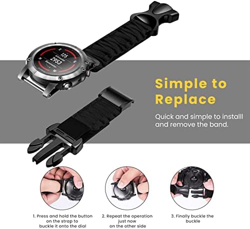 GHFHSG 22. 26mm pletenica Nylon Quickfit Watch remen za Fenix ​​7 7x 6x 6 Fenix ​​5x 5 Plus 3 3HR 935 945 S60 Gledaj silikonski sat