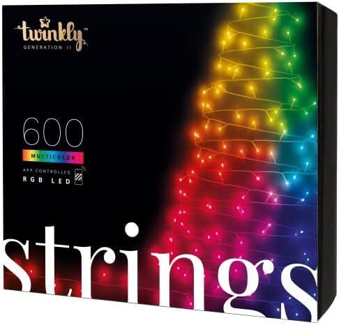 Twinkly Strings - LED Božićna svjetla pod kontrolom aplikacije sa 600 RGB LED diodama. 157.5 stopa. Zelena Žica. Unutrašnja i Vanjska