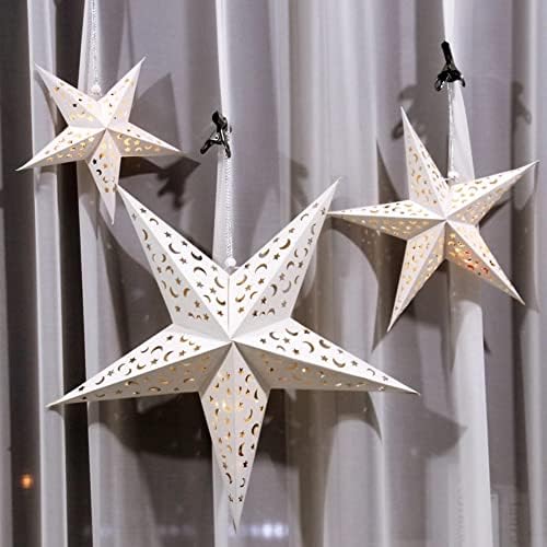 Ochine Papir Star Tartern Star Moon Cut-out Papir Star Paper Papir Lanter Lampe Moon and Stars udubljeni viseća svjetiljka za božićne