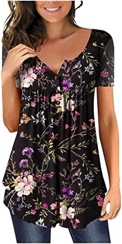 Majica bluza za žene jesen ljetna odjeća s dugim rukavima V vrat pamuk grafički ručak labav fit mashirt hb hb