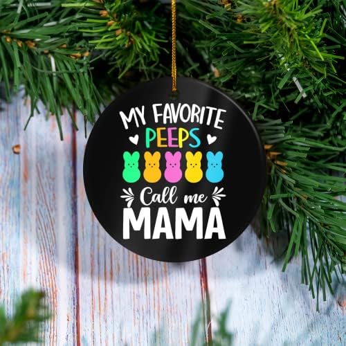 2021 Božićni Ukrasi - Moji Omiljeni Peeps Me Zovu Mama Uskršnji Ornament Crni - Personalizirani Ornament, Keramički Ornament,Prilagođena