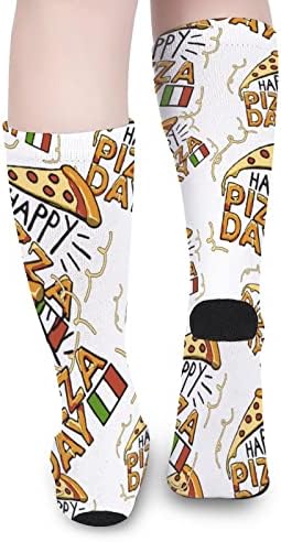 Sretan dan za pizzu Ispisano boja podudaranje čarapa Atletska koljena visoke čarape za žene muškarci