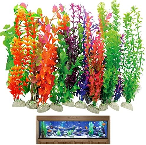 12 kom akvarijumski akvarijum Ornament plastične biljke bujne zelene 14-inčne velike velike