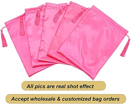 WEDAO 5 komada svilene satenske torbe sa izvlačenjem velikih 15x11 inča-pakovanje šminke za skladištenje perika za više perika Veleprodaja-torbica