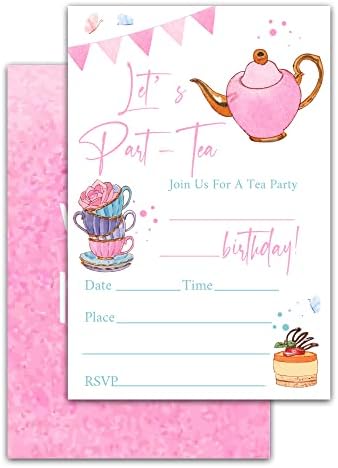 Pozivnice za rođendan sa kovertama, set 20, čaj za rođendan Čaj, rođendanski zabava Dobavljači ukrasa za djecu odraslima tinejdžera