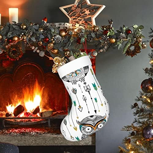 Austenstern Božićne čarape Tribal Boho sova Dvostrani kamin Viseći čarape