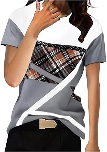 pbnbp ženske ljetne modne Tee štampane okruglog vrata kratki rukav geometrijske bluze klasične labave kroje za izlaske košulje Camisas