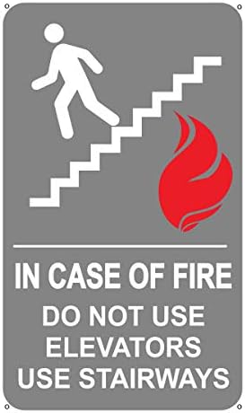 U slučaju požara ne upotrebljavajte liftore koristite znakovni znak za javnu sigurnost, ispunite zaštitne kodove požara, 8 inča x
