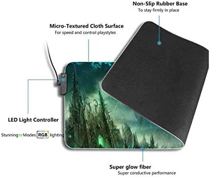 RGB Professional Gaming podloga za miša za Illidan Stormrage, podloga za miš sa 12 načina osvetljenja & gumena baza protiv proklizavanja,velika