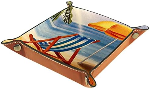 Kožna posuda za valet, kockica zaklopki držač za preklop, obrub Organizator ploča za promjenu kovanice, ljetna plaža Kokosovo drvo