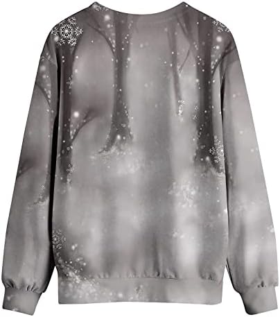 Žene Božić Duks X-Mas Tops kapa Print pulover sa snjegović uzorak Dugi rukav grafički majice Casual Tees