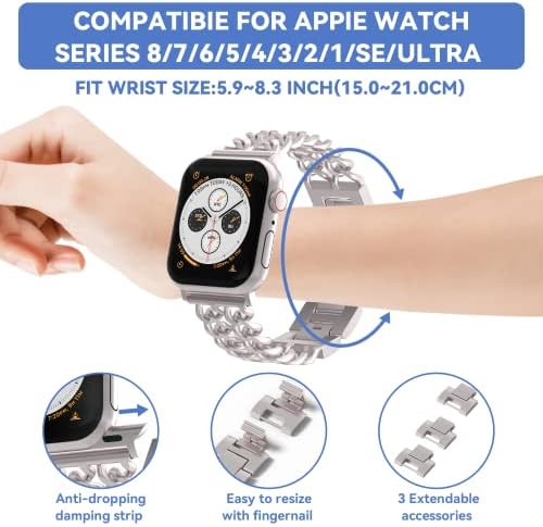 Kompatibilan sa Apple Watch se series 8 series 7 6 5 4 3 2 1 remen 45mm 44mm 42mm 41mm 40mm 38mm ultra 49mm Ženski metal povezani