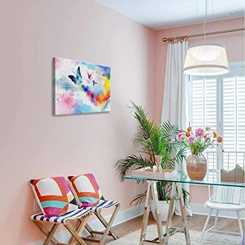 YIKG Butterfly Pictures canvas Wall Art Pink dahtanje za spavaću sobu kupatilo dekor sa uokvirenim spreman za kačenje 16x12
