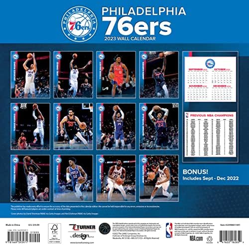 Turner Sports Filadelphia 76ers 2023 12x12 Timski zidni kalendar