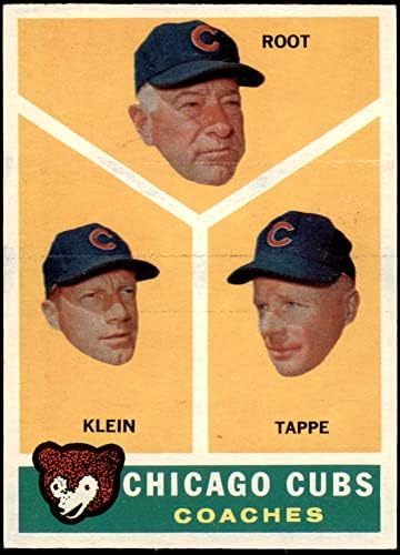 1960 TOPPS 457 CUBS treneri Charlie Root / Lou Klein / Elvin Tappe Chicago Cubs Ex / MT MT