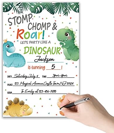 Grace Yonks STOMP CHOMP & ROAR-ov poziv za rođendan, 20 pozivnica i koverti za bilo koje su pozivnice za rođendan za rođendu, rođendana